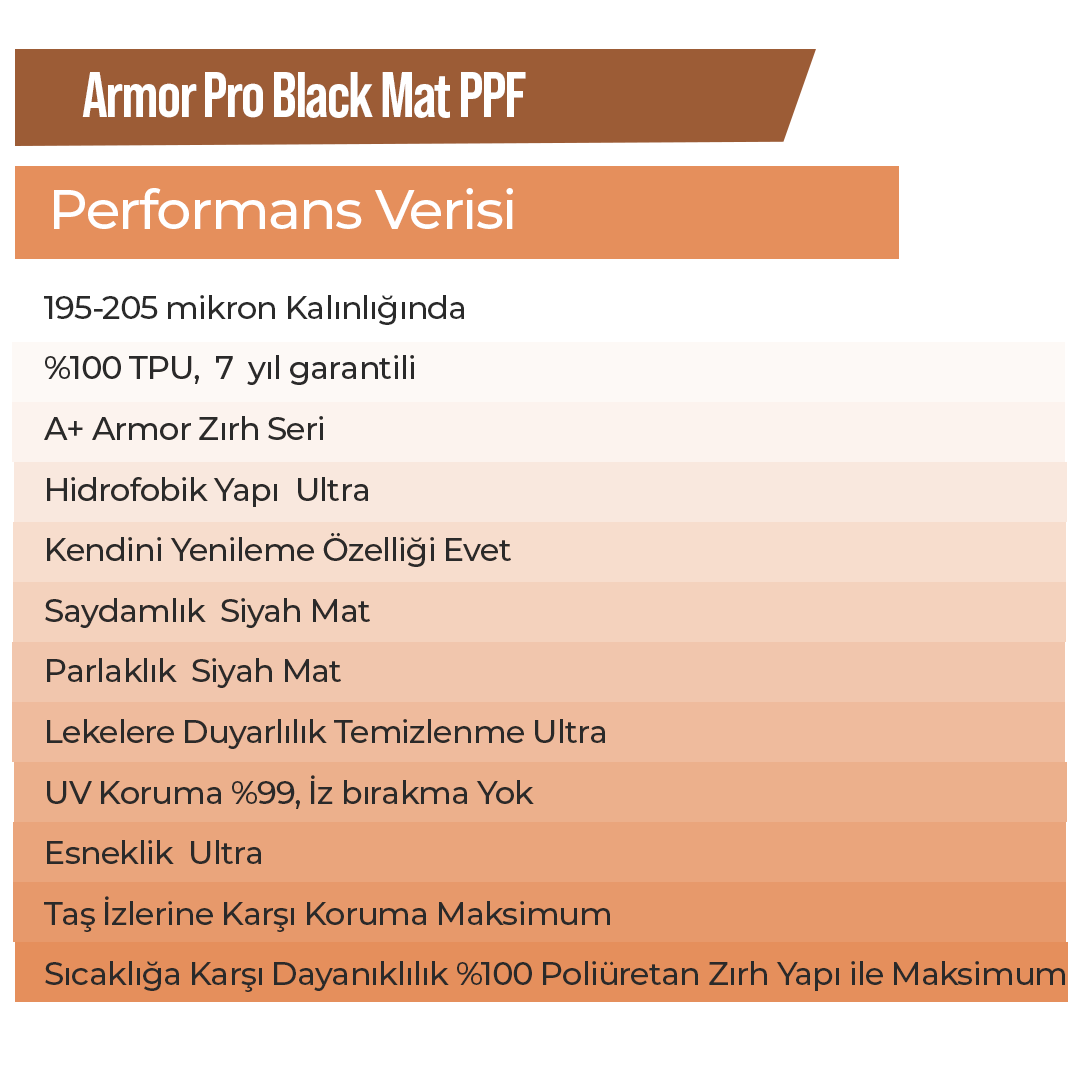 Armor Pro Black Mat PPF Özellikleri